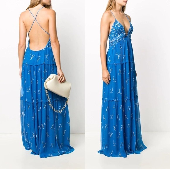 ba&sh Dresses & Skirts - Ba&sh Masha Maxi Dress in Bleu Blue Gown Size 0 XS